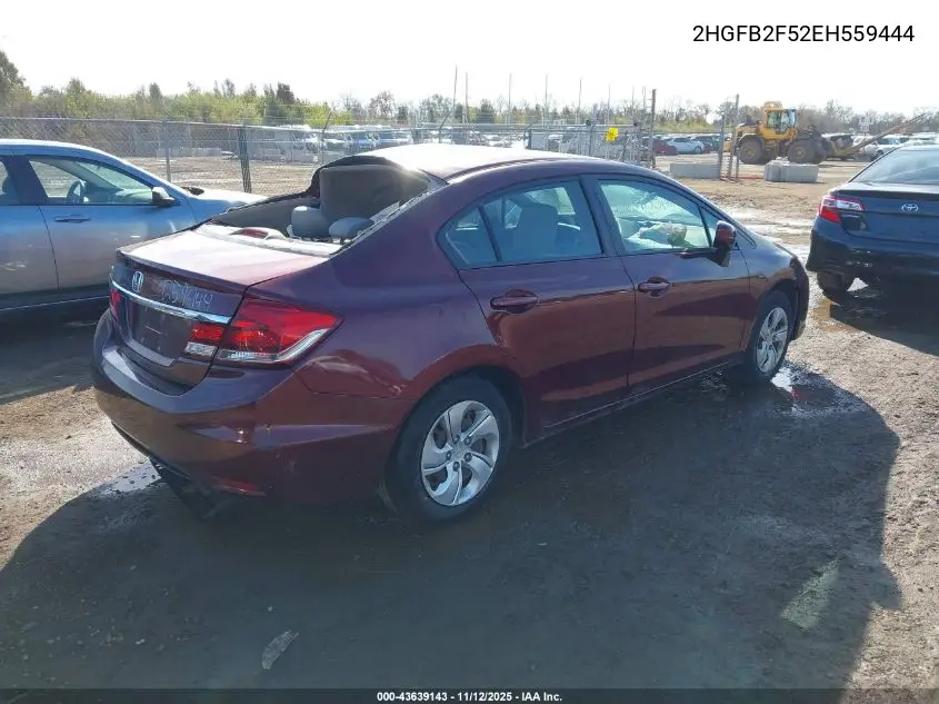2HGFB2F52EH559444 2014 Honda Civic Lx