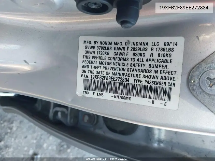 19XFB2F89EE272834 2014 Honda Civic Ex