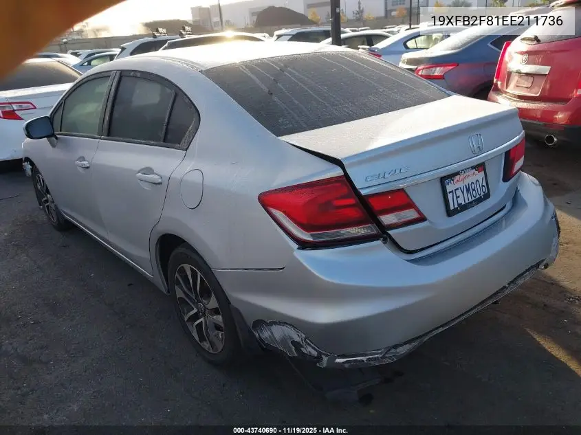 19XFB2F81EE211736 2014 Honda Civic Ex
