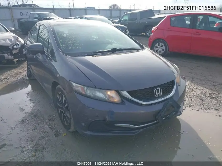 2HGFB2F51FH016586 2015 Honda Civic Lx