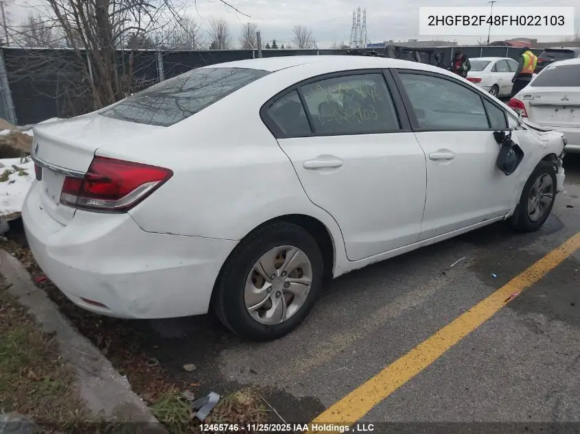 2HGFB2F48FH022103 2015 Honda Civic