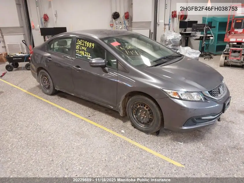 2HGFB2F46FH038753 2015 Honda Civic Lx