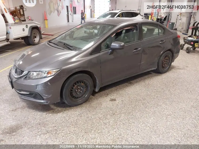2HGFB2F46FH038753 2015 Honda Civic Lx