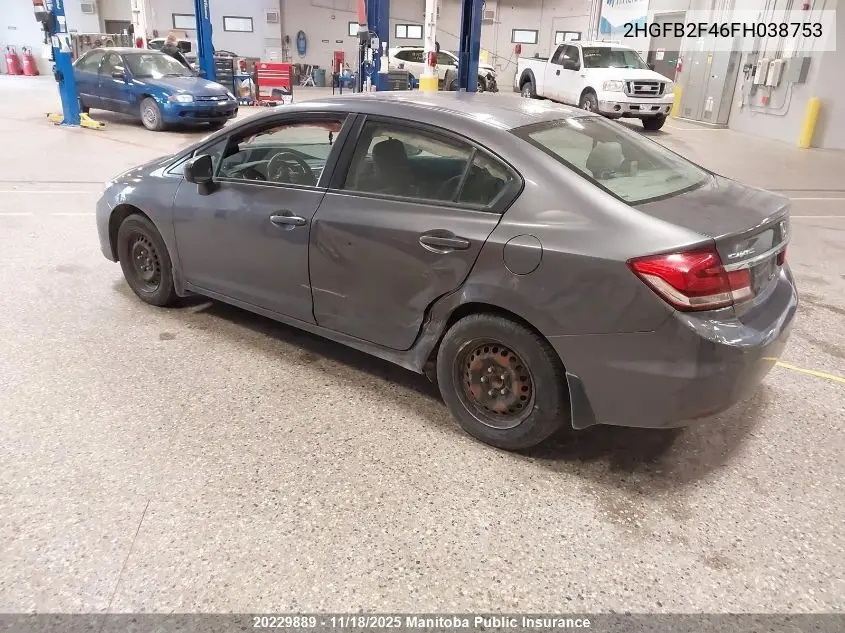 2HGFB2F46FH038753 2015 Honda Civic Lx