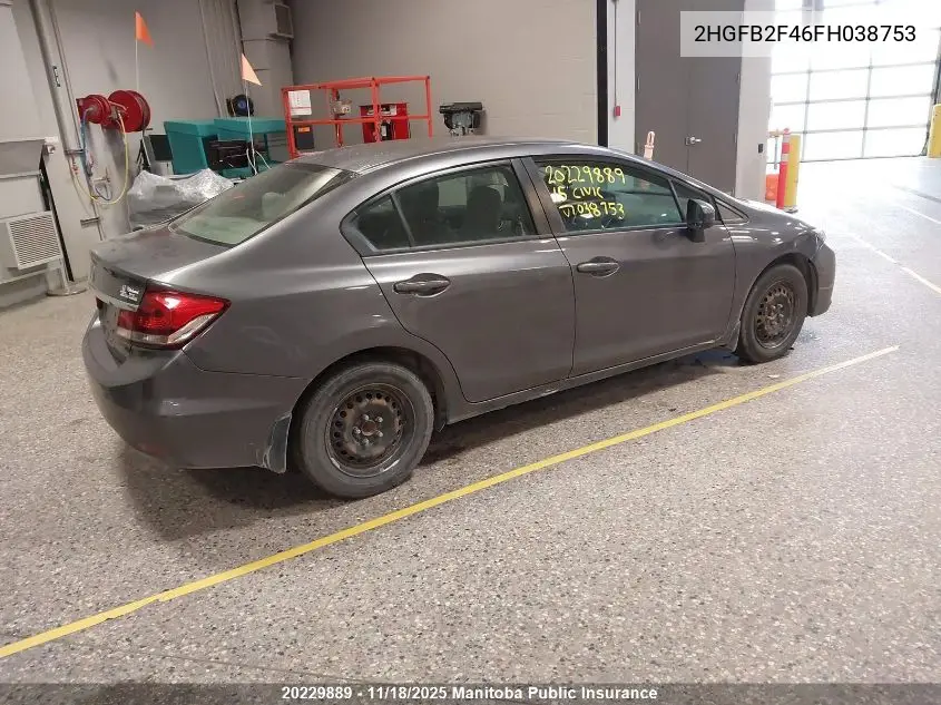 2HGFB2F46FH038753 2015 Honda Civic Lx
