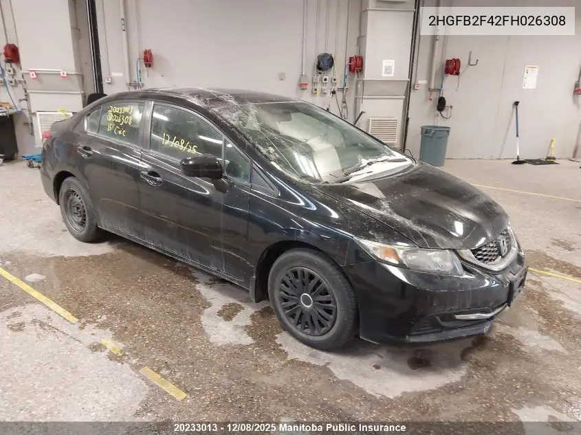 2HGFB2F42FH026308 2015 Honda Civic Lx