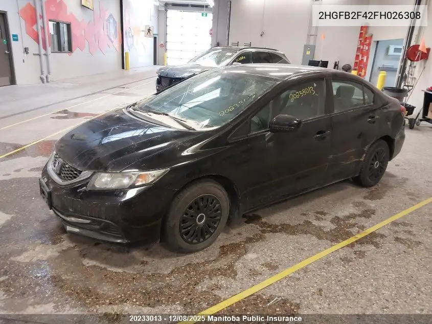 2HGFB2F42FH026308 2015 Honda Civic Lx