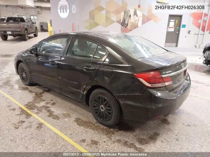 2HGFB2F42FH026308 2015 Honda Civic Lx
