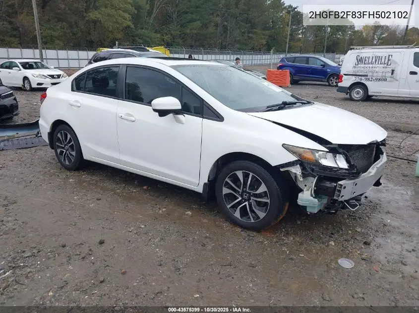 2HGFB2F83FH502102 2015 Honda Civic Ex