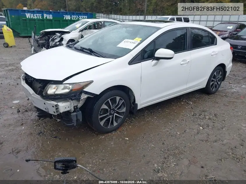 2HGFB2F83FH502102 2015 Honda Civic Ex
