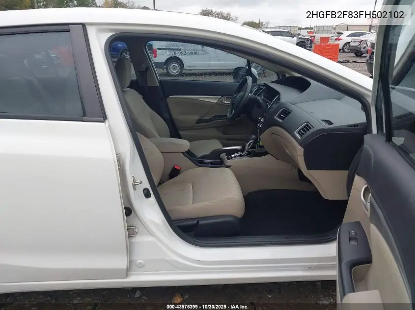 2HGFB2F83FH502102 2015 Honda Civic Ex