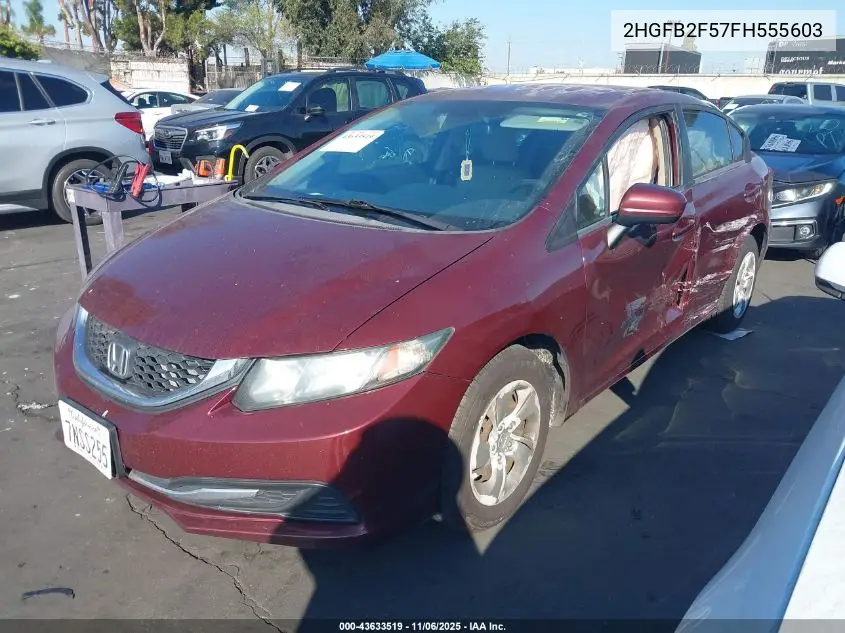 2HGFB2F57FH555603 2015 Honda Civic Lx