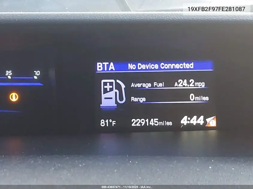 19XFB2F97FE281087 2015 Honda Civic Ex-L