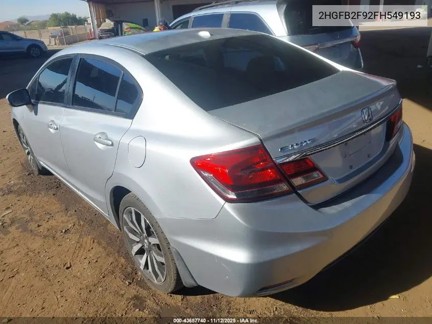 2HGFB2F92FH549193 2015 Honda Civic Ex-L