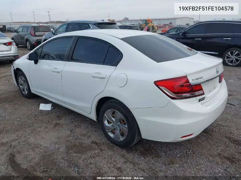 19XFB2F51FE104578 2015 Honda Civic Lx