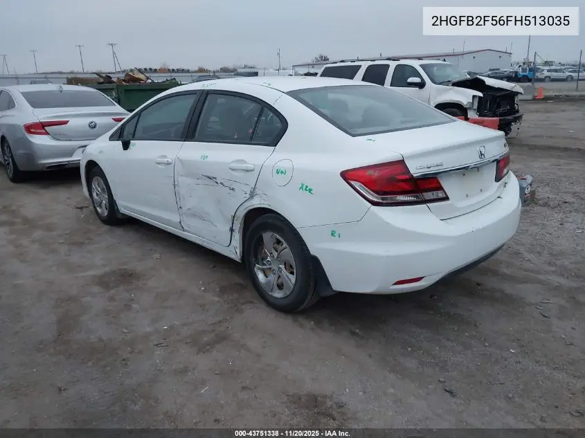 2HGFB2F56FH513035 2015 Honda Civic Lx