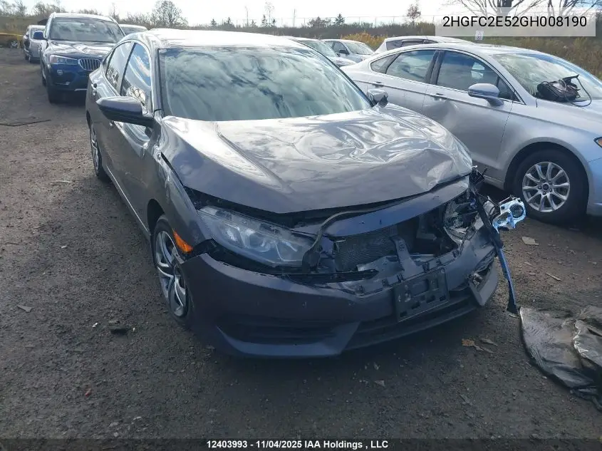 2HGFC2E52GH008190 2016 Honda Civic