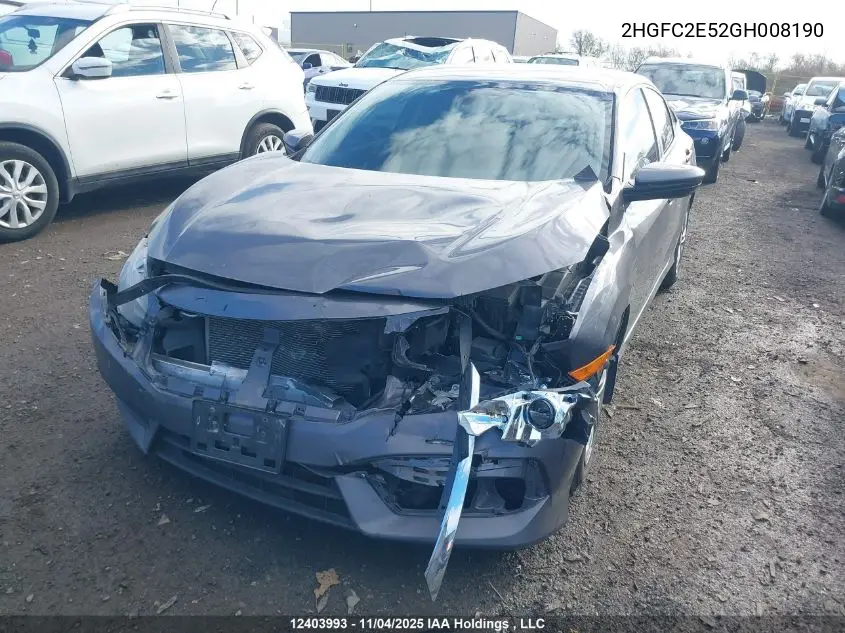 2HGFC2E52GH008190 2016 Honda Civic