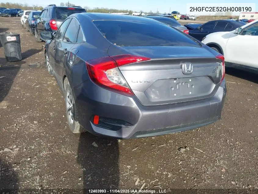 2HGFC2E52GH008190 2016 Honda Civic