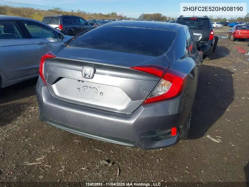 2HGFC2E52GH008190 2016 Honda Civic