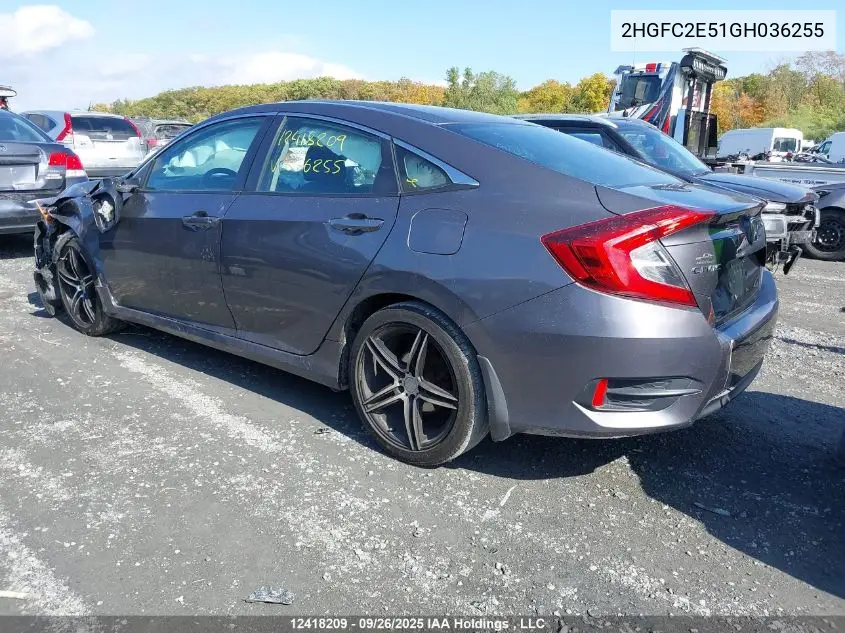 2HGFC2E51GH036255 2016 Honda Civic Lx