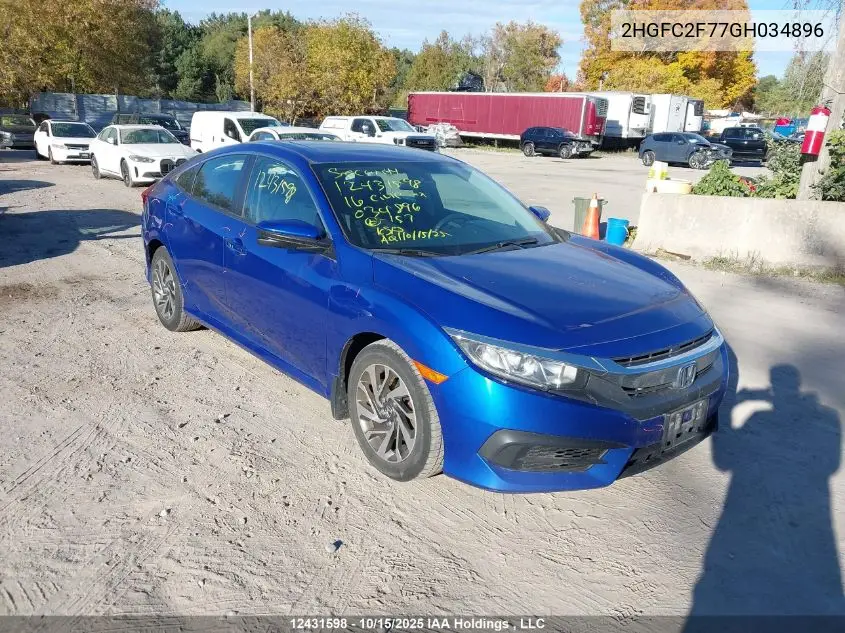2HGFC2F77GH034896 2016 Honda Civic Ex 4Dr