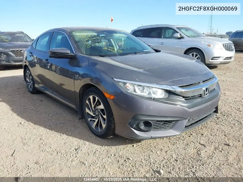 2HGFC2F8XGH000069 2016 Honda Civic Ex 4Dr