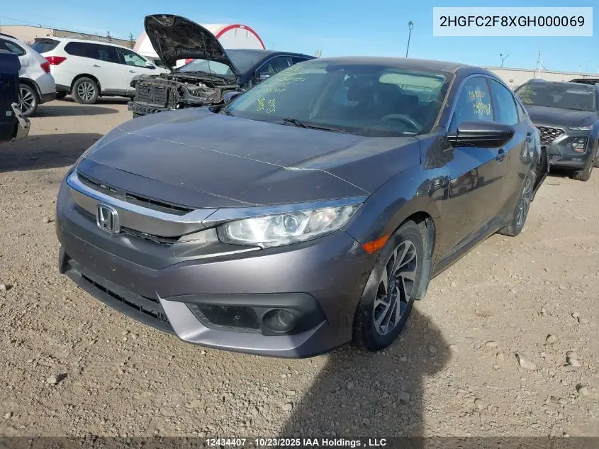 2HGFC2F8XGH000069 2016 Honda Civic Ex 4Dr