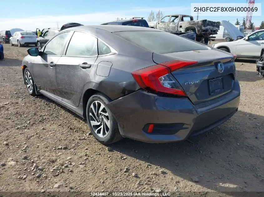 2HGFC2F8XGH000069 2016 Honda Civic Ex 4Dr