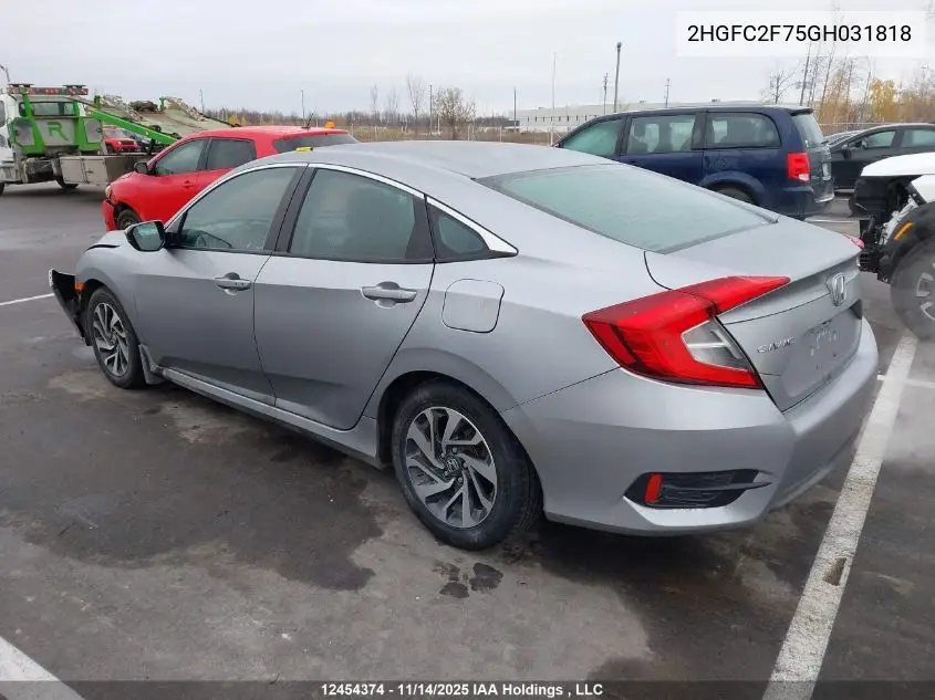 2HGFC2F75GH031818 2016 Honda Civic Ex