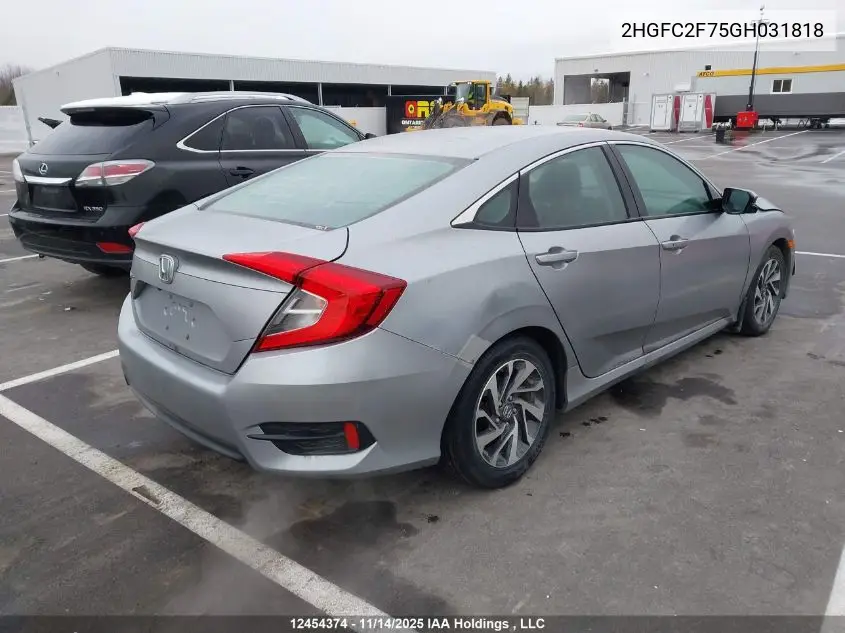 2HGFC2F75GH031818 2016 Honda Civic Ex