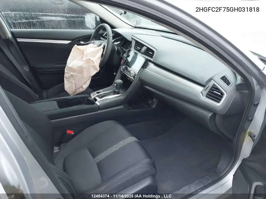 2HGFC2F75GH031818 2016 Honda Civic Ex
