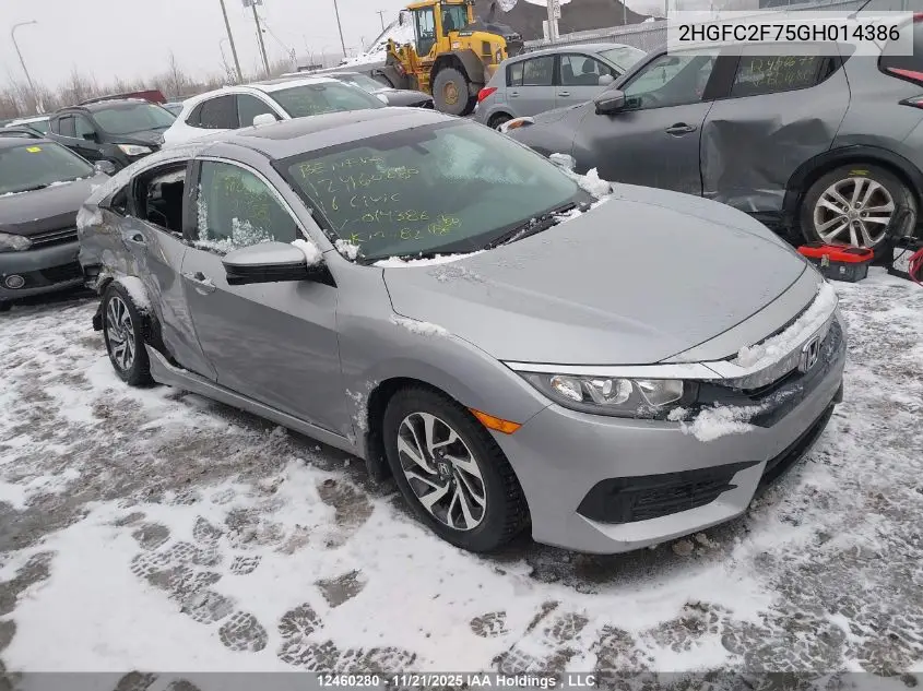2HGFC2F75GH014386 2016 Honda Civic Ex