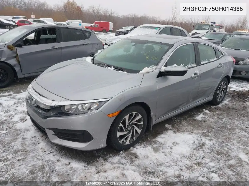 2HGFC2F75GH014386 2016 Honda Civic Ex