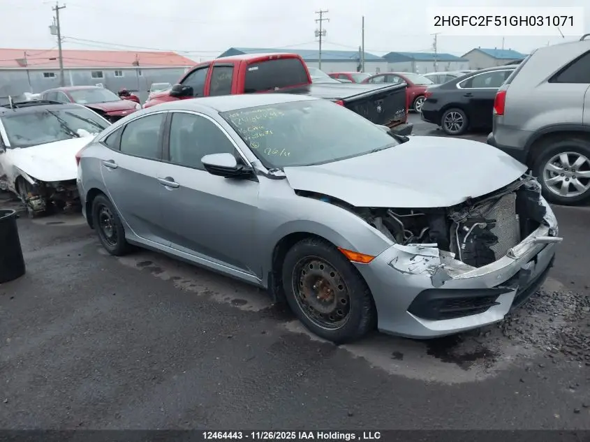 2HGFC2F51GH031071 2016 Honda Civic Lx