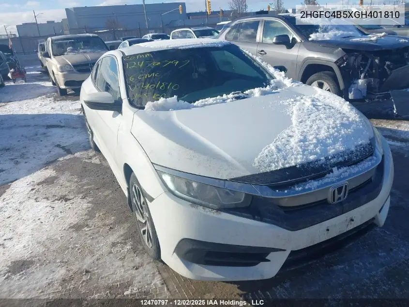 2HGFC4B5XGH401810 2016 Honda Civic Lx