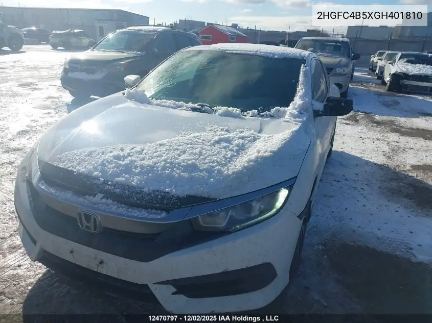 2HGFC4B5XGH401810 2016 Honda Civic Lx