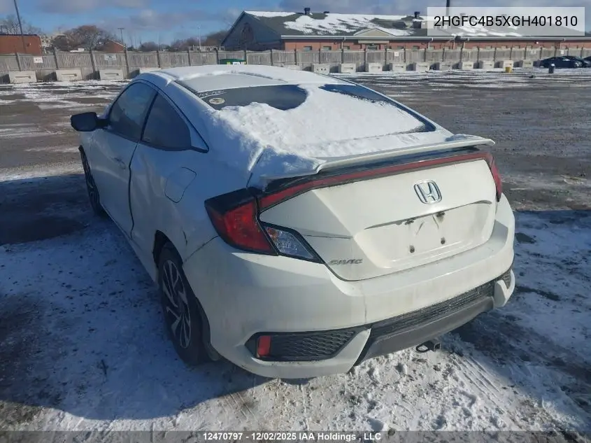2HGFC4B5XGH401810 2016 Honda Civic Lx
