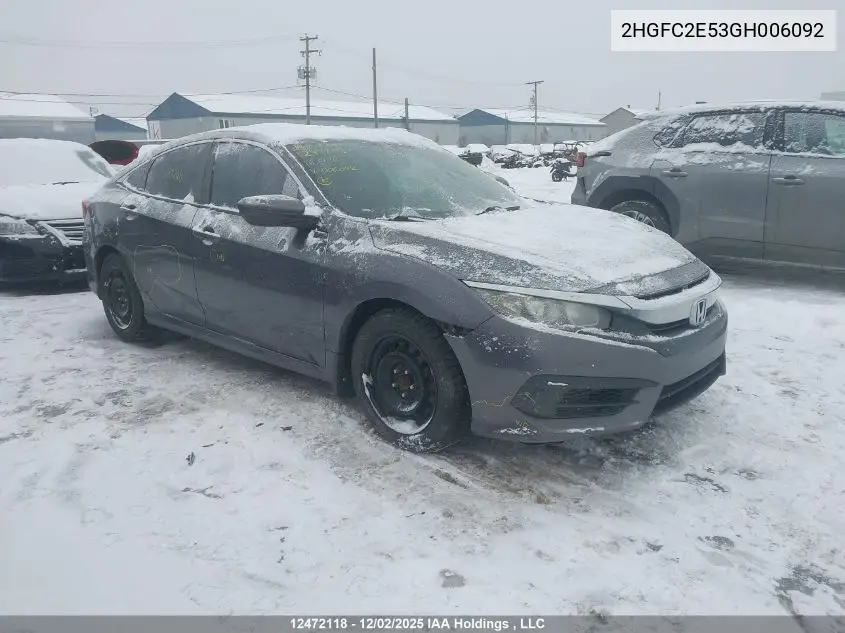2HGFC2E53GH006092 2016 Honda Civic Lx