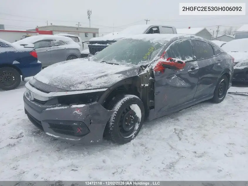 2HGFC2E53GH006092 2016 Honda Civic Lx