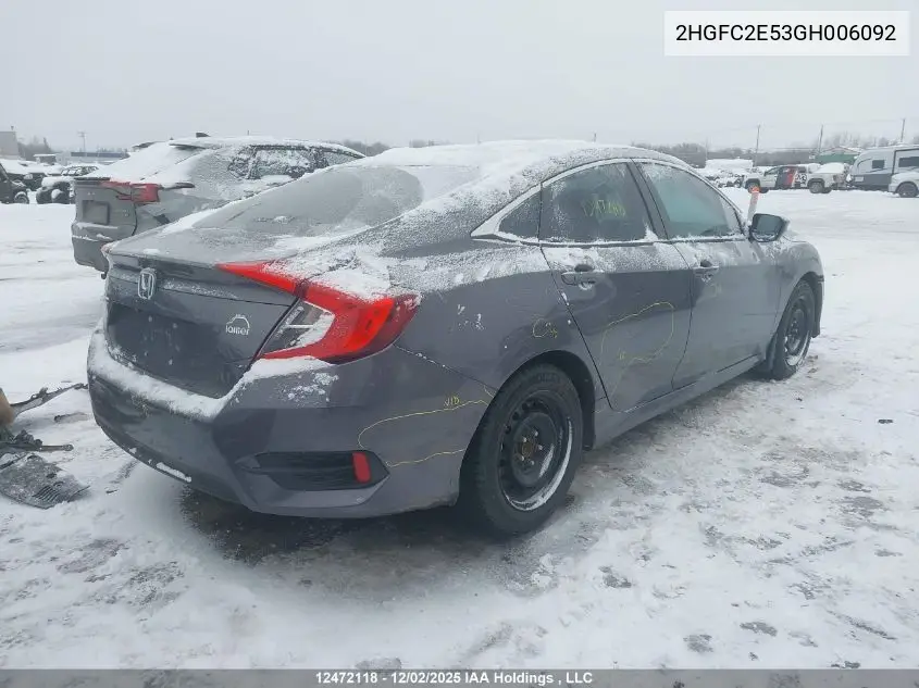 2HGFC2E53GH006092 2016 Honda Civic Lx
