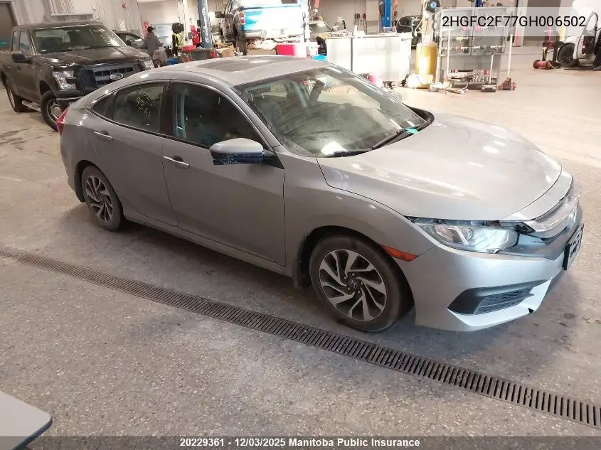 2HGFC2F77GH006502 2016 Honda Civic Ex