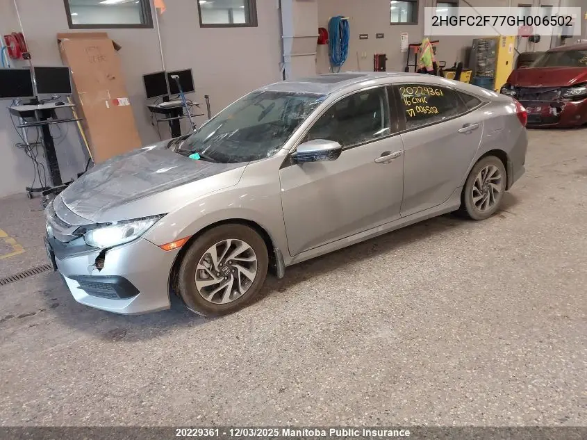 2HGFC2F77GH006502 2016 Honda Civic Ex