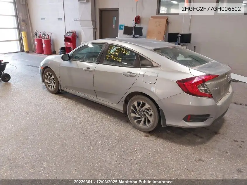 2HGFC2F77GH006502 2016 Honda Civic Ex