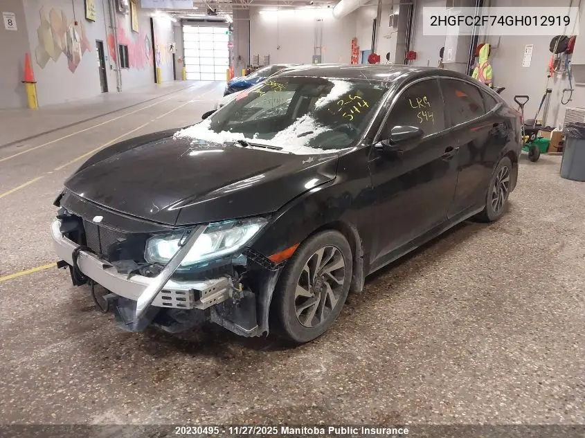 2HGFC2F74GH012919 2016 Honda Civic Ex