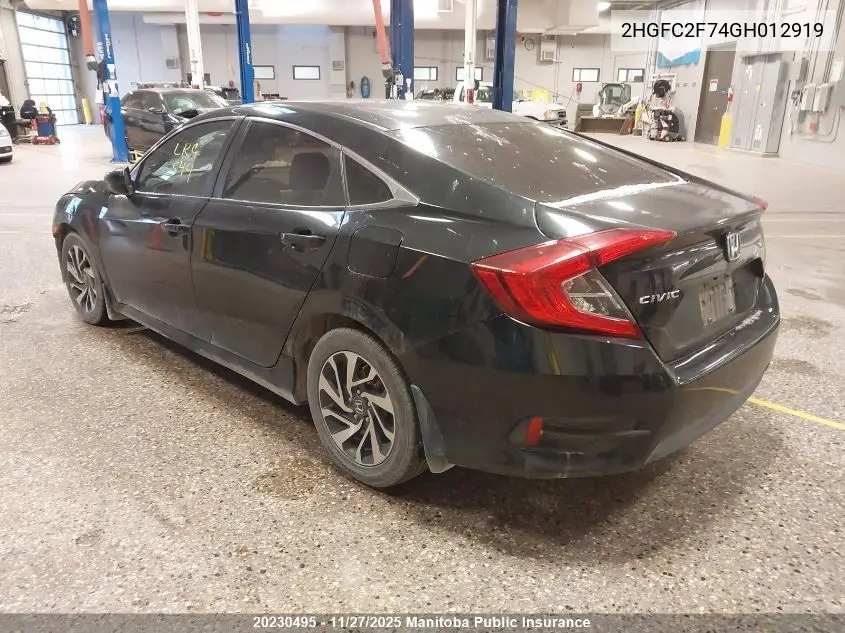 2HGFC2F74GH012919 2016 Honda Civic Ex