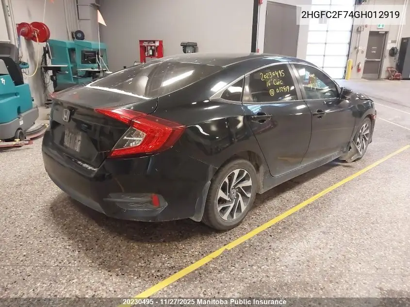 2HGFC2F74GH012919 2016 Honda Civic Ex