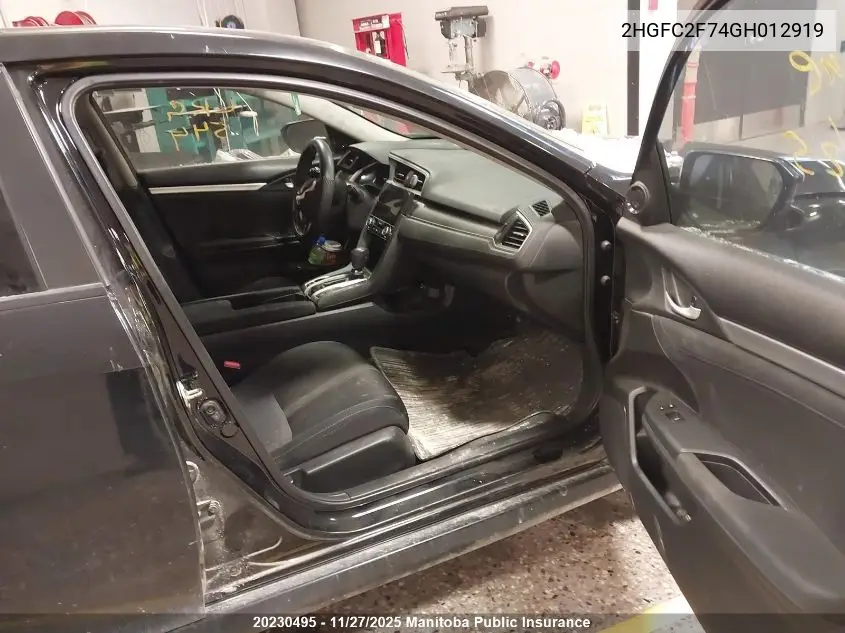 2HGFC2F74GH012919 2016 Honda Civic Ex