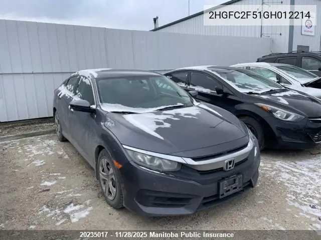 2HGFC2F51GH012214 2016 Honda Civic Lx