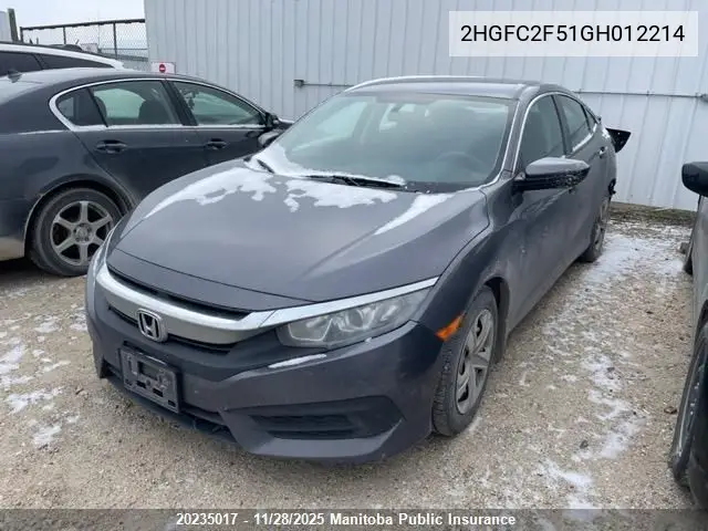 2HGFC2F51GH012214 2016 Honda Civic Lx